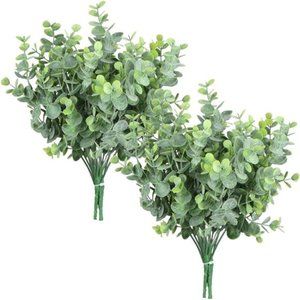 Artificial 6Pcs Faux Eucalyptus Leaves Stems Spray Fake Plants Indoor Eucalyptus